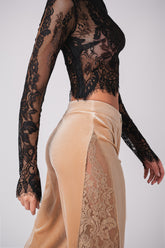 Knee length shorts with side lace detail